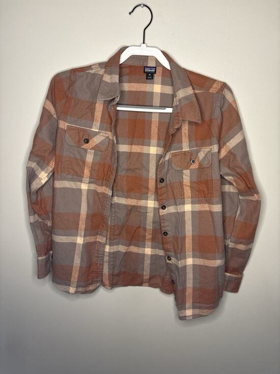 Patagonia Tops - Patagonia Organic Cotton Plaid Flannel Shirt Women’s XS Style 42405 Brown Orange